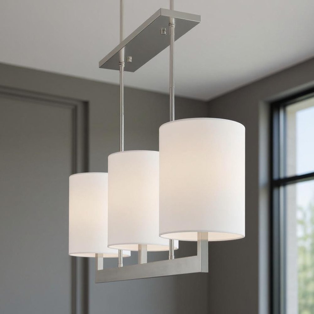 Three Light Dimmable Chandelier With Shades