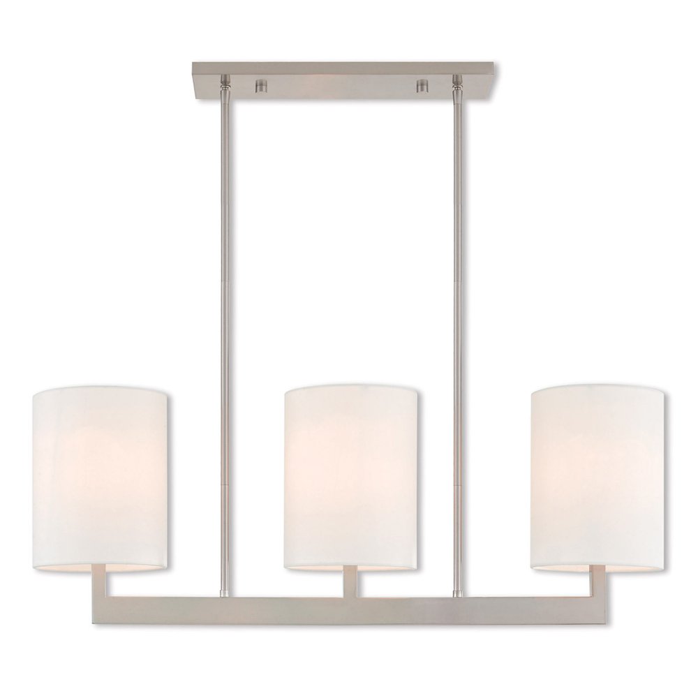 Nickel Three Light Metal Dimmable Chandelier With Shades