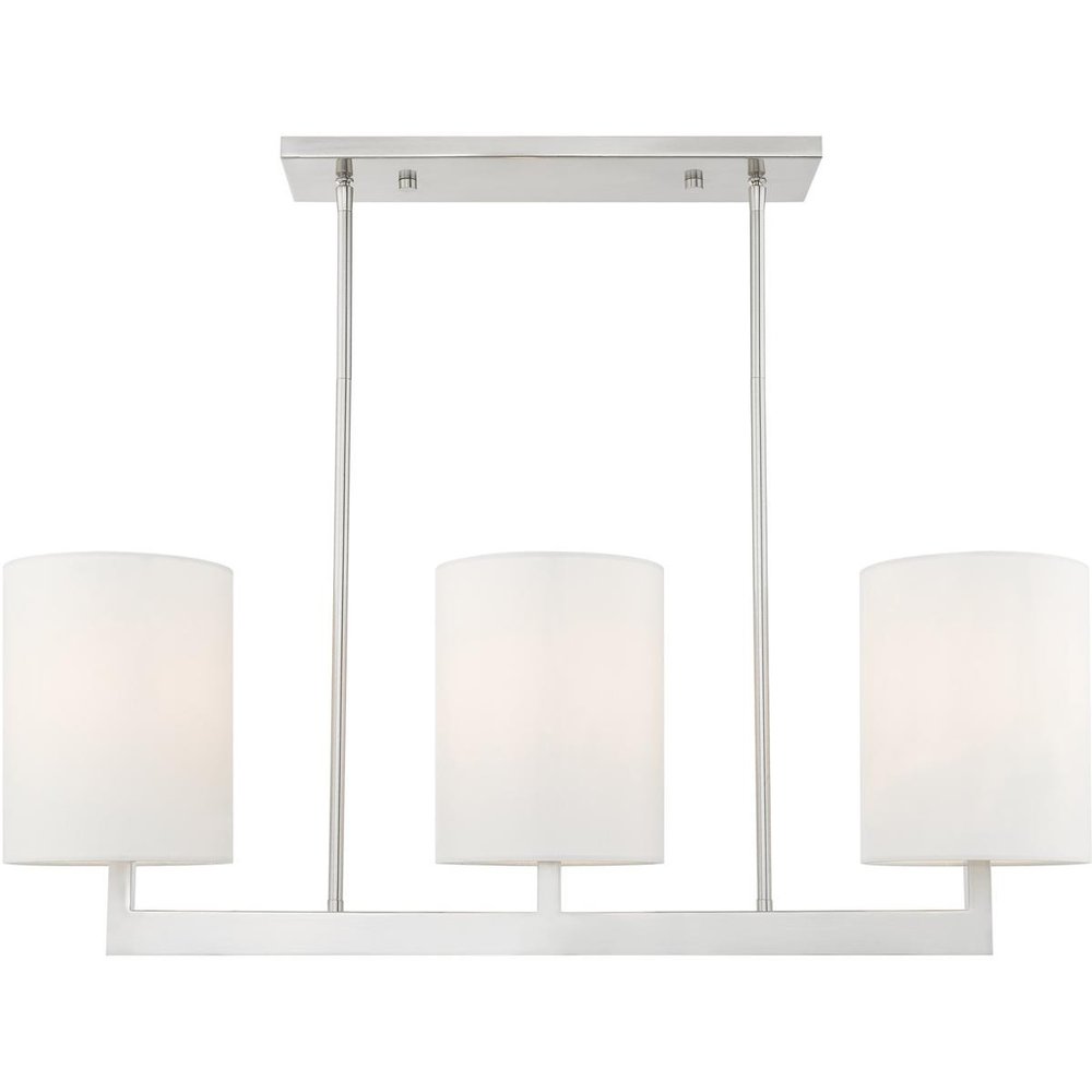 Nickel Three Light Metal Dimmable Chandelier With Shades