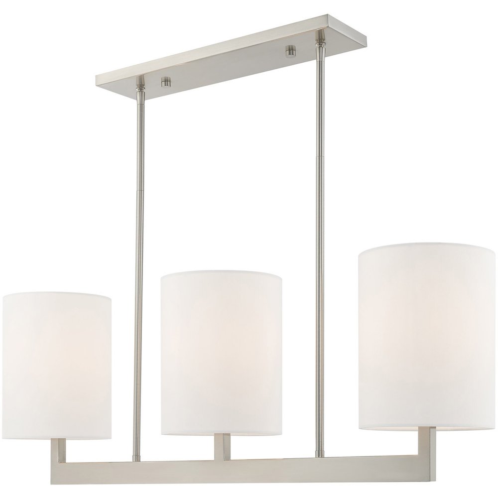 Nickel Three Light Metal Dimmable Chandelier With Shades