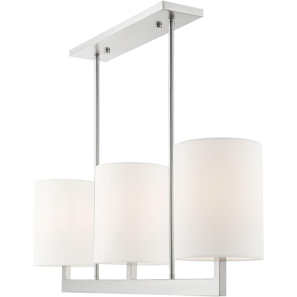 Nickel Three Light Metal Dimmable Chandelier With Shades