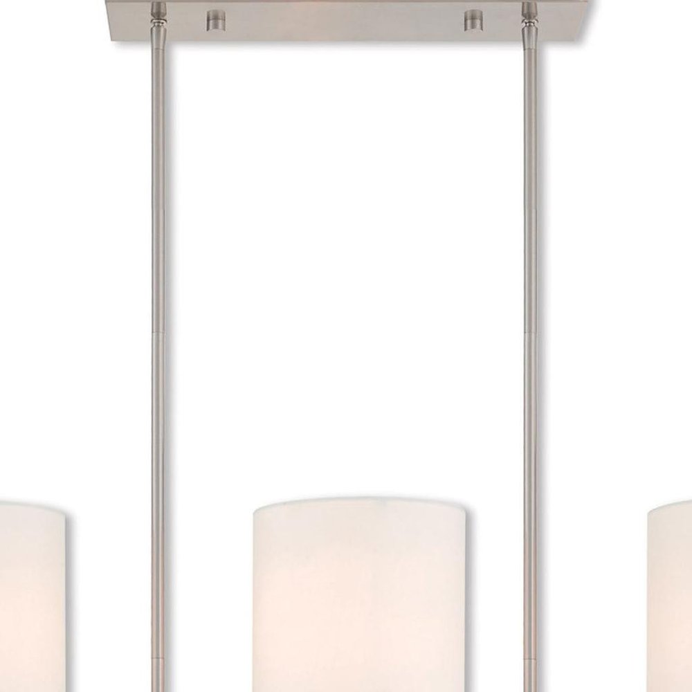 Nickel Three Light Metal Dimmable Chandelier With Shades