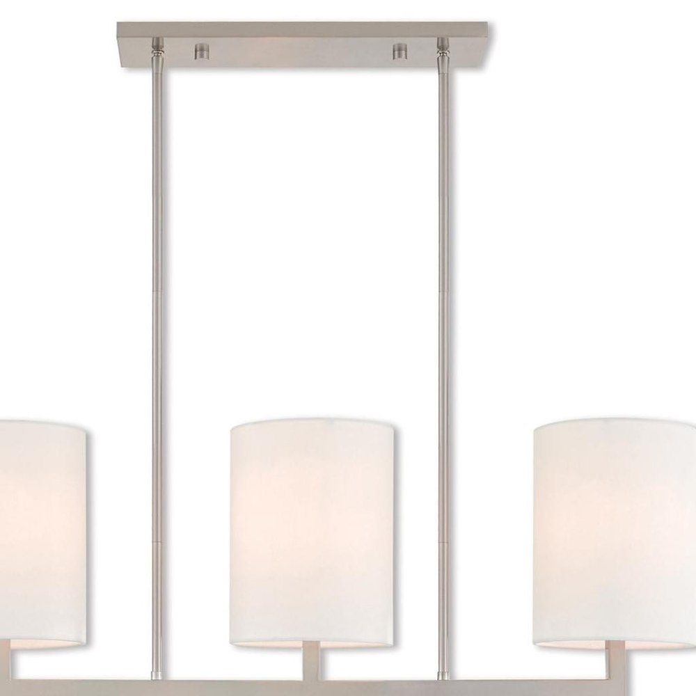 Nickel Three Light Metal Dimmable Chandelier With Shades