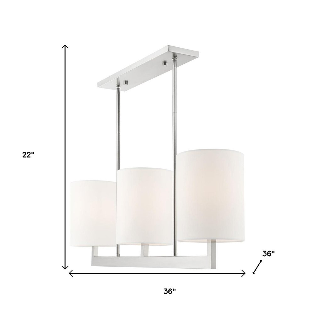 Nickel Three Light Metal Dimmable Chandelier With Shades