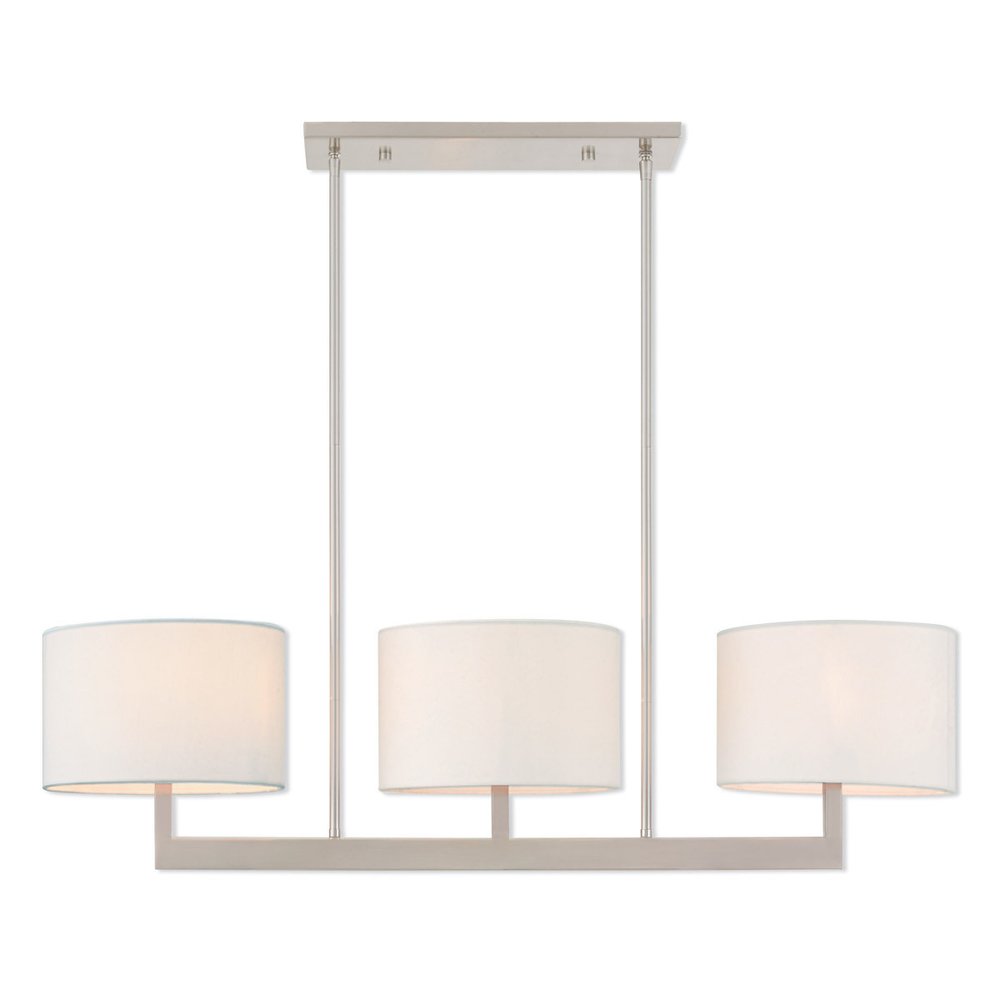 Nickel Three Light Metal Dimmable Chandelier With Shades