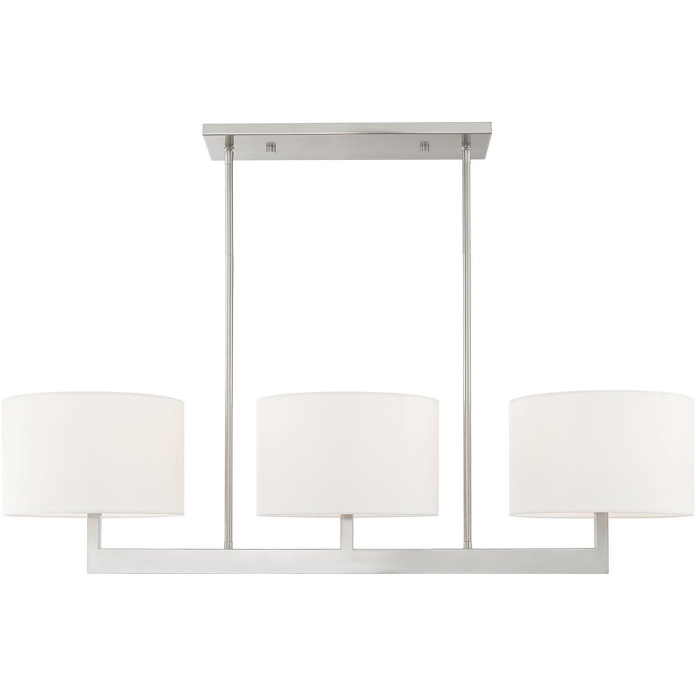 Nickel Three Light Metal Dimmable Chandelier With Shades