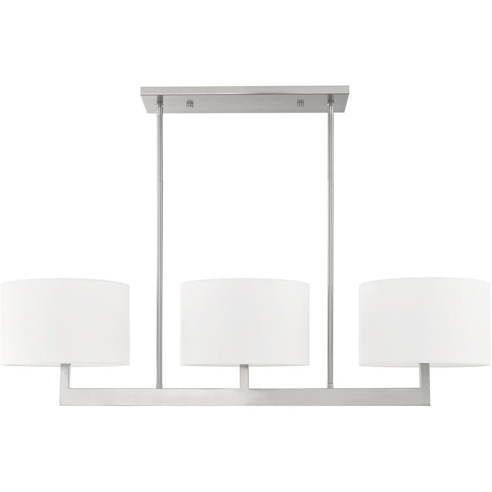 Nickel Three Light Metal Dimmable Chandelier With Shades