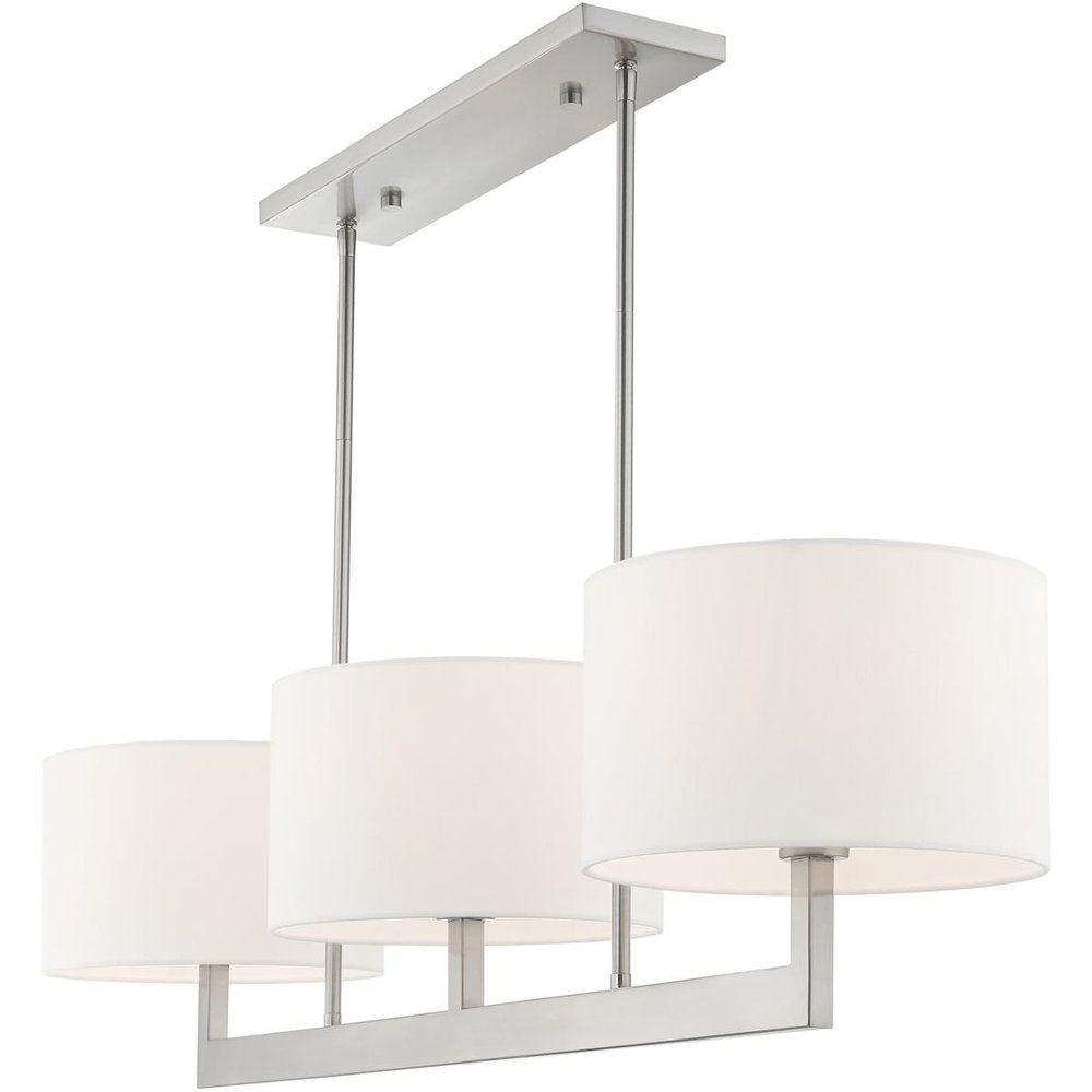 Nickel Three Light Metal Dimmable Chandelier With Shades