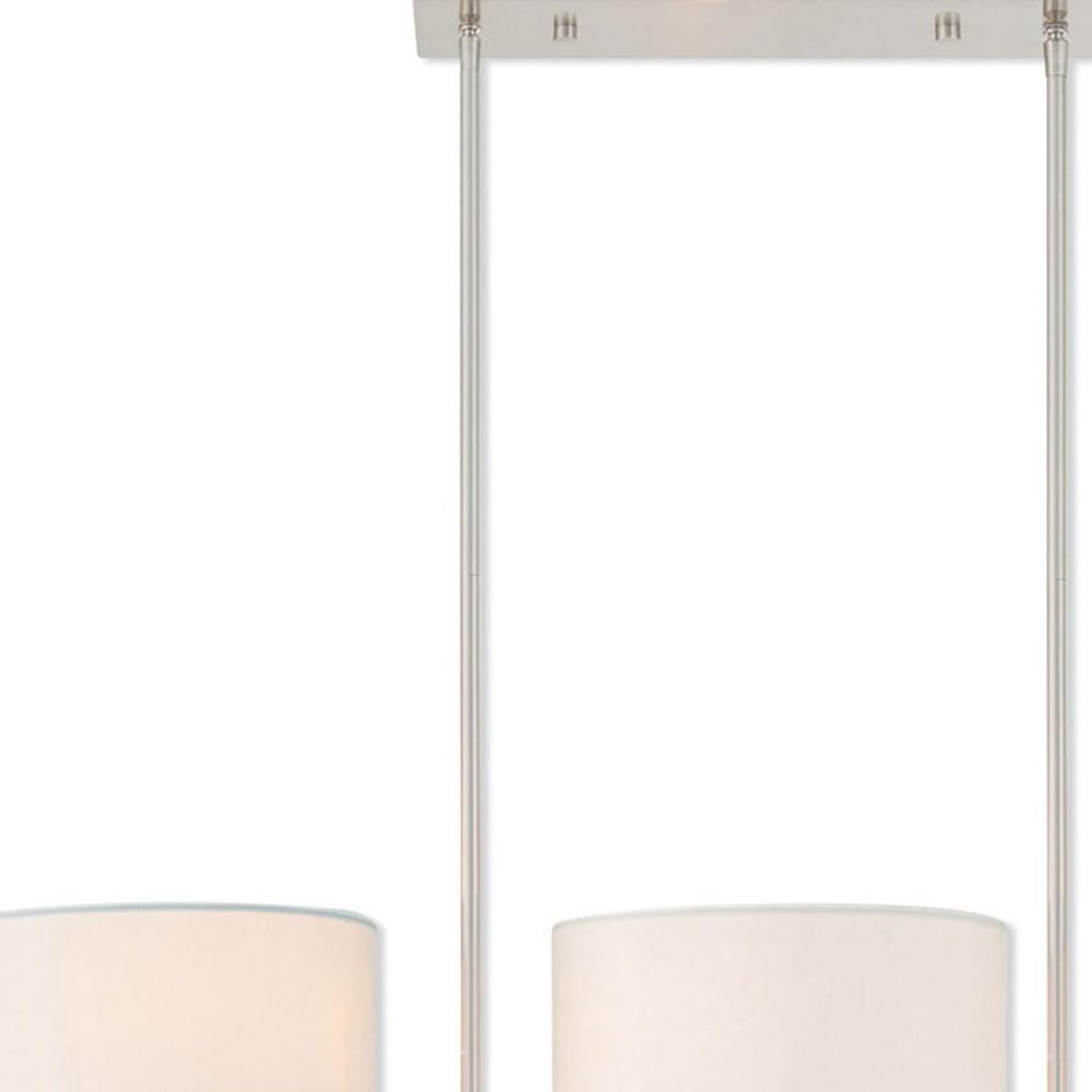 Nickel Three Light Metal Dimmable Chandelier With Shades