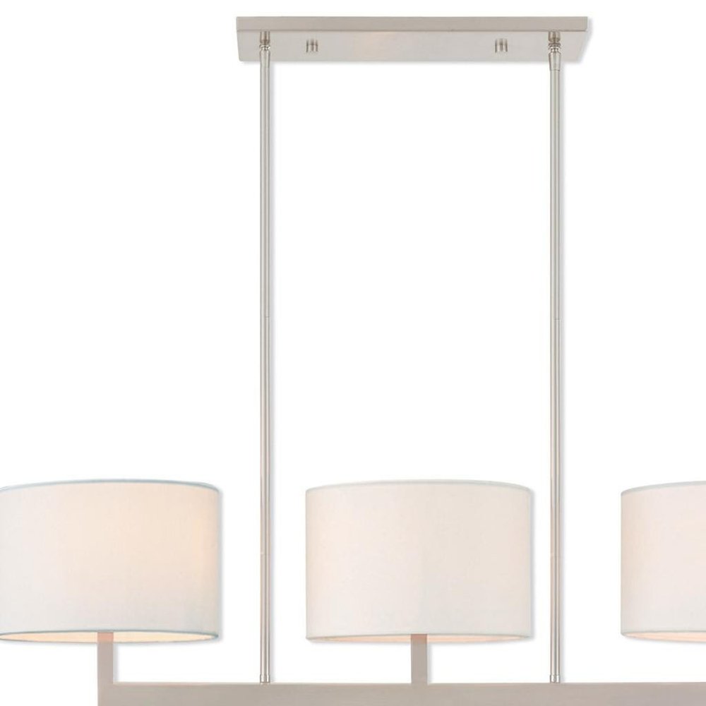 Nickel Three Light Metal Dimmable Chandelier With Shades