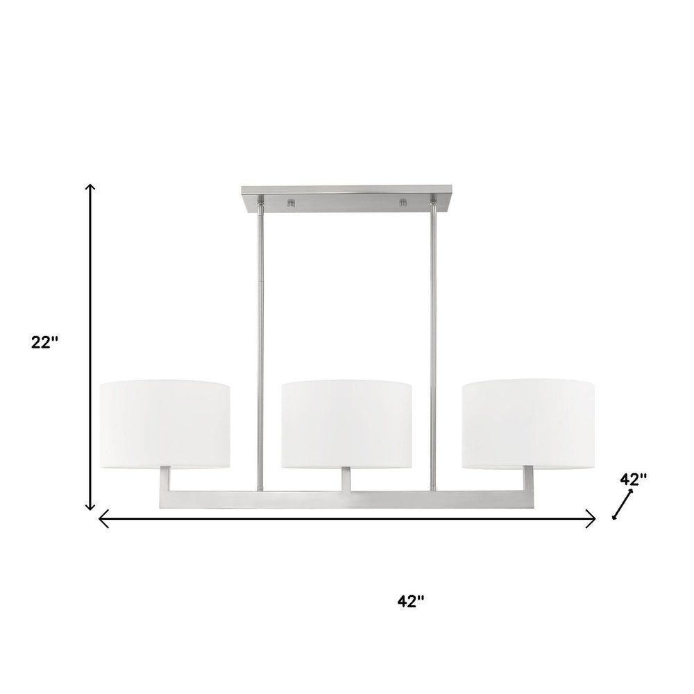 Nickel Three Light Metal Dimmable Chandelier With Shades