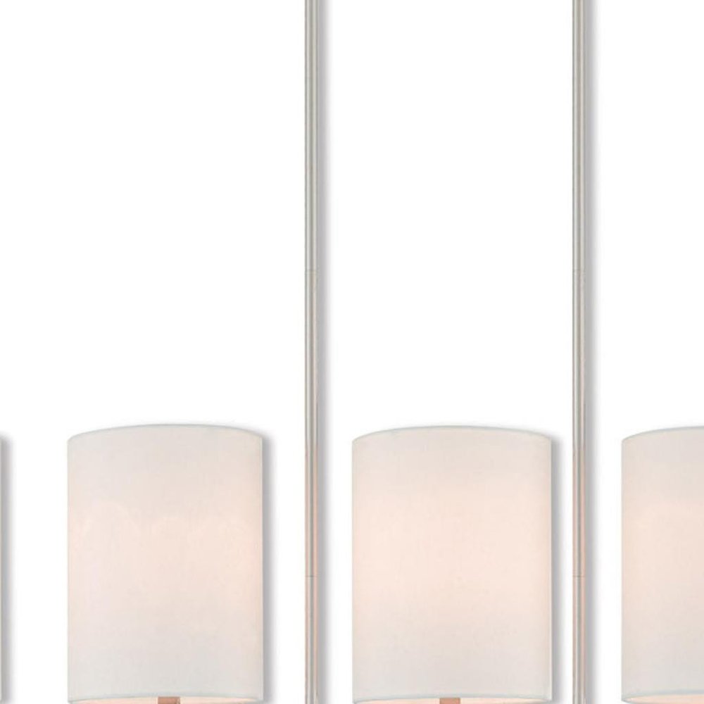Nickel Five Light Metal Dimmable Chandelier With Shades