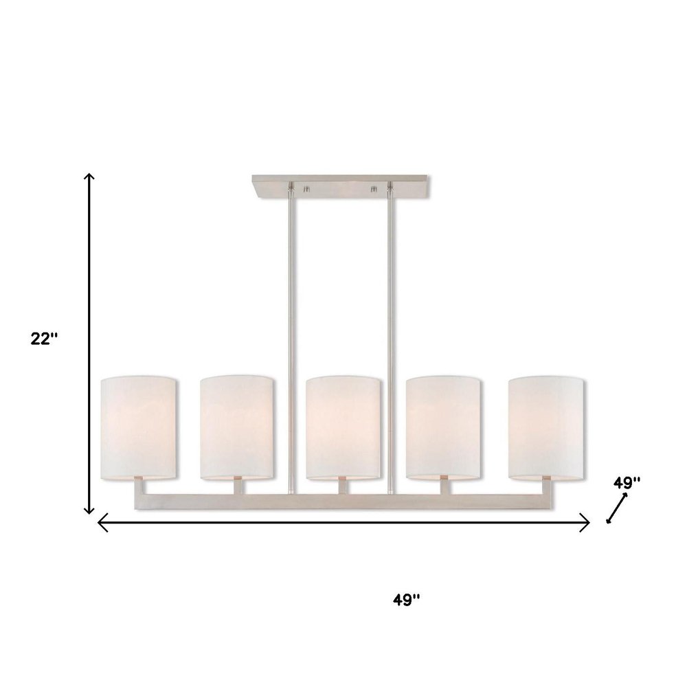 Nickel Five Light Metal Dimmable Chandelier With Shades