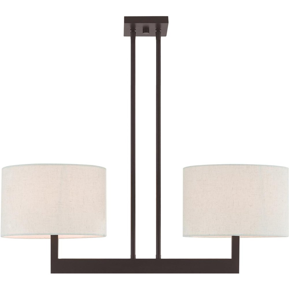 Bronze Two Light Metal Dimmable Chandelier With Shades