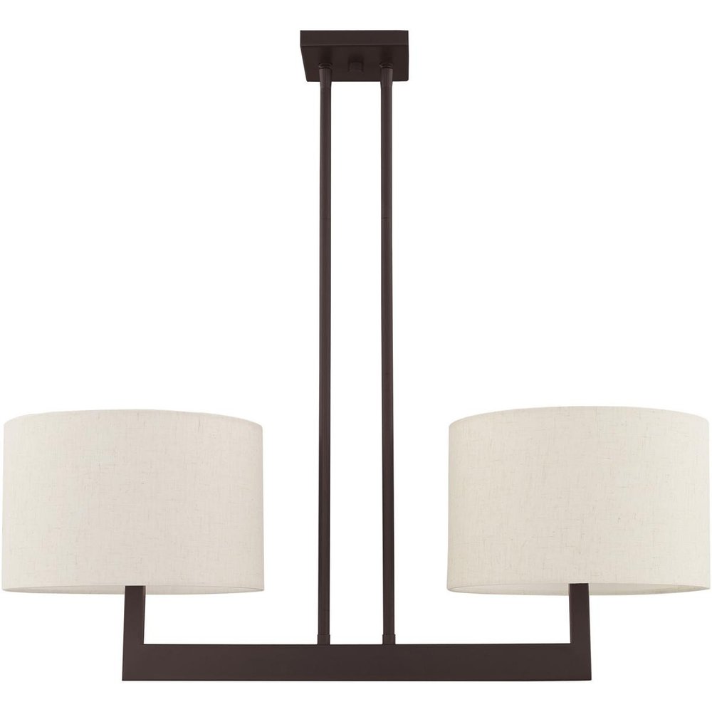 Bronze Two Light Metal Dimmable Chandelier With Shades