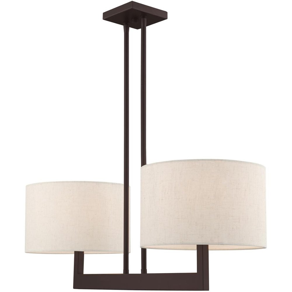 Bronze Two Light Dimmable Chandelier With Shades