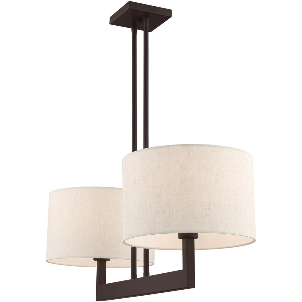 Bronze Two Light Metal Dimmable Chandelier With Shades