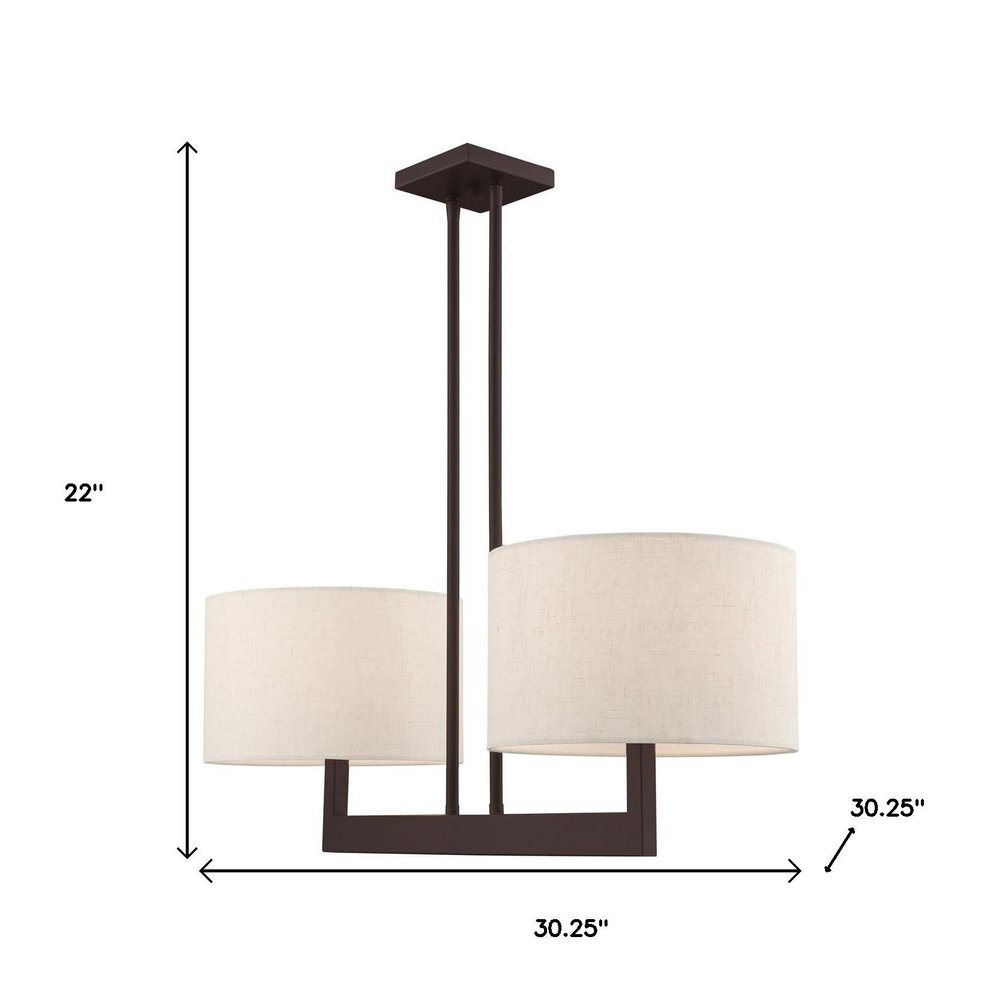 Bronze Two Light Metal Dimmable Chandelier With Shades