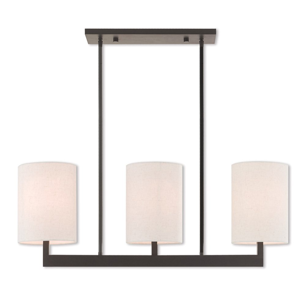 Bronze Three Light Metal Dimmable Chandelier With Shades