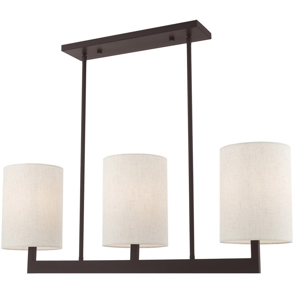 Bronze Three Light Metal Dimmable Chandelier With Shades