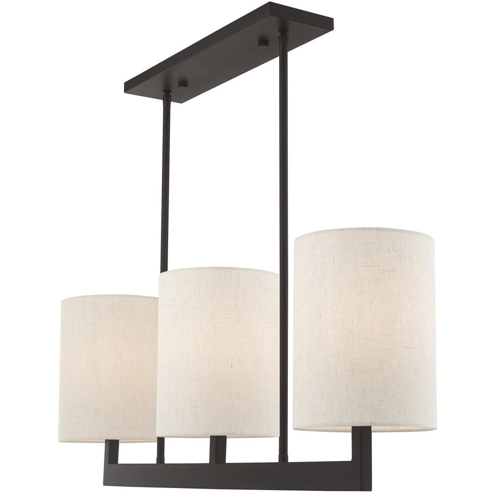 Bronze Three Light Metal Dimmable Chandelier With Shades