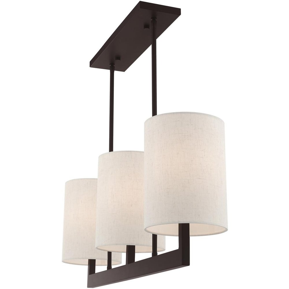 Bronze Three Light Metal Dimmable Chandelier With Shades