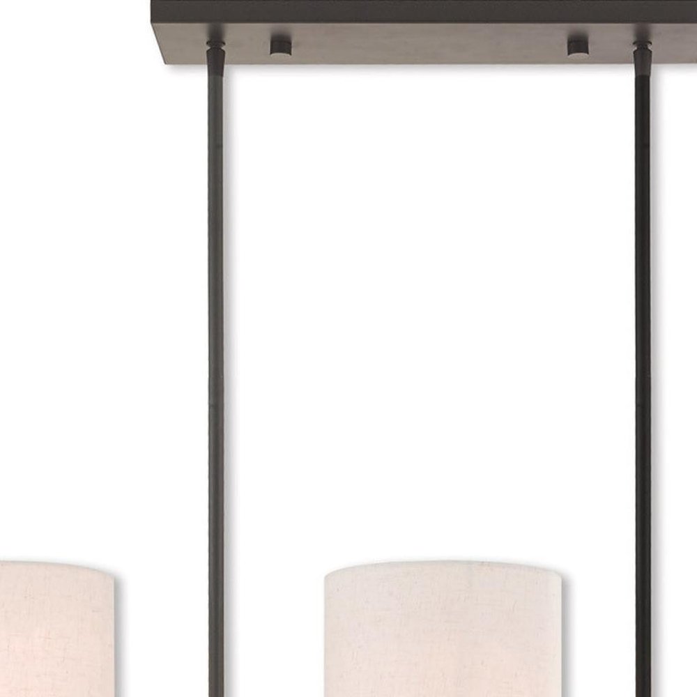 Bronze Three Light Metal Dimmable Chandelier With Shades