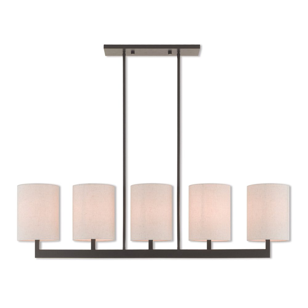 Bronze Five Light Metal Dimmable Chandelier With Shades