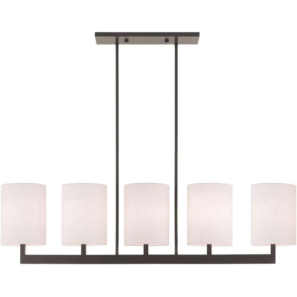 Bronze Five Light Metal Dimmable Chandelier With Shades
