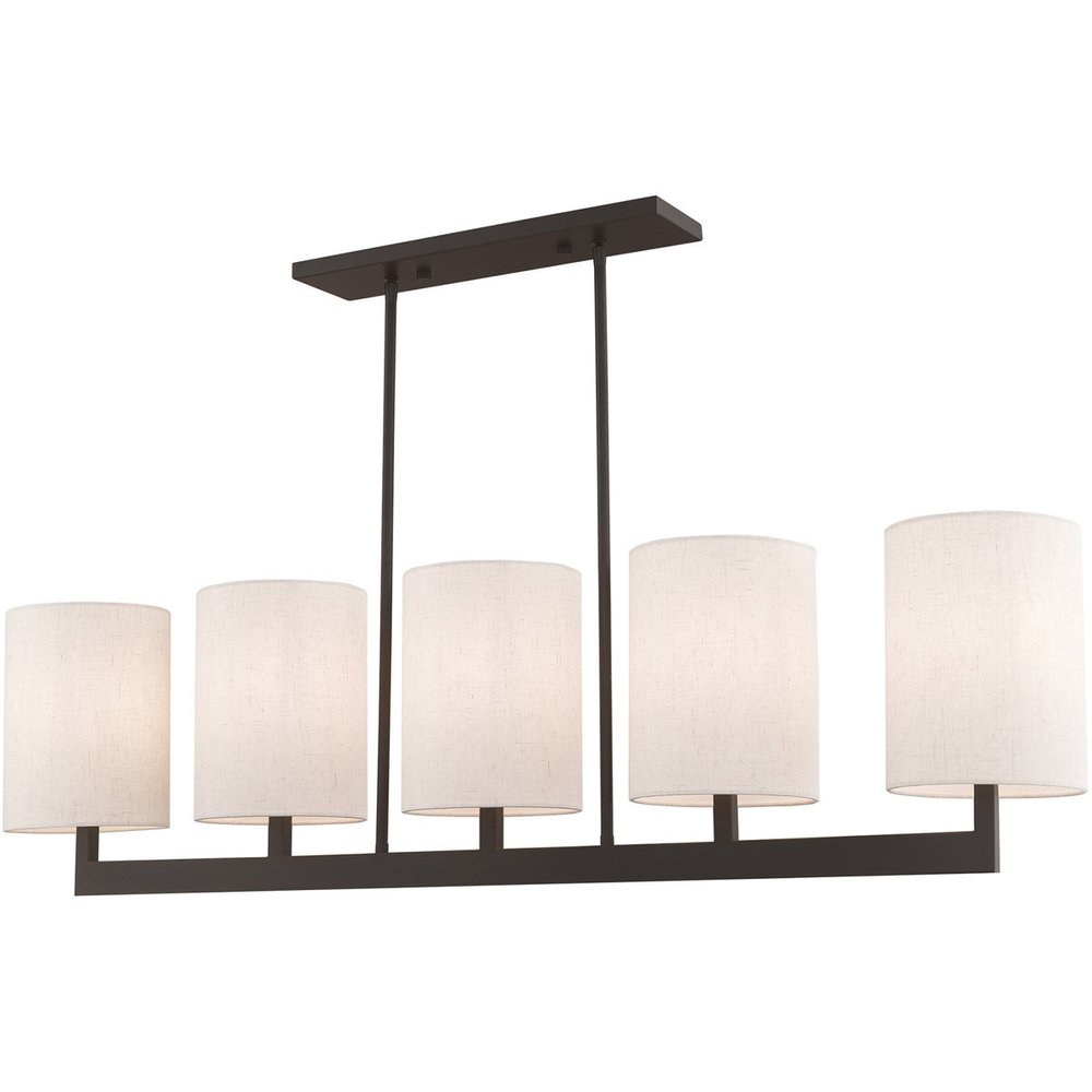 Bronze Five Light Metal Dimmable Chandelier With Shades