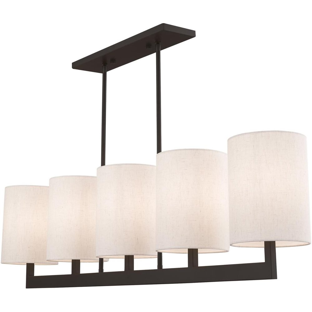 Bronze Five Light Metal Dimmable Chandelier With Shades