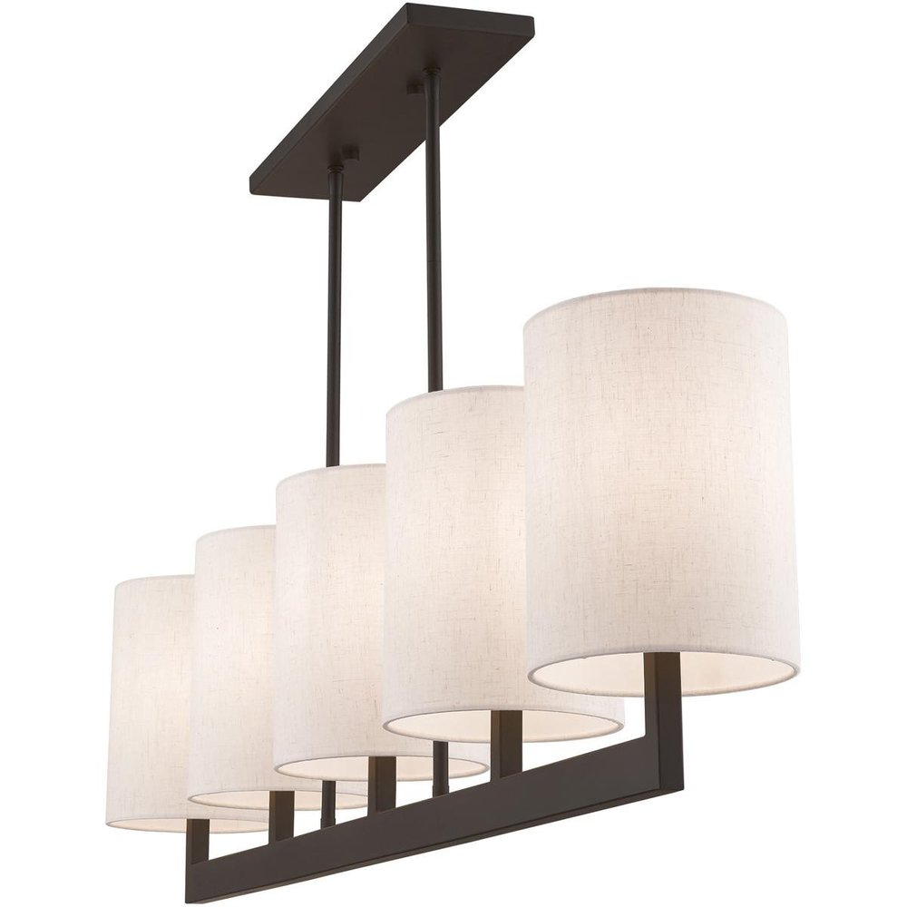Bronze Five Light Metal Dimmable Chandelier With Shades