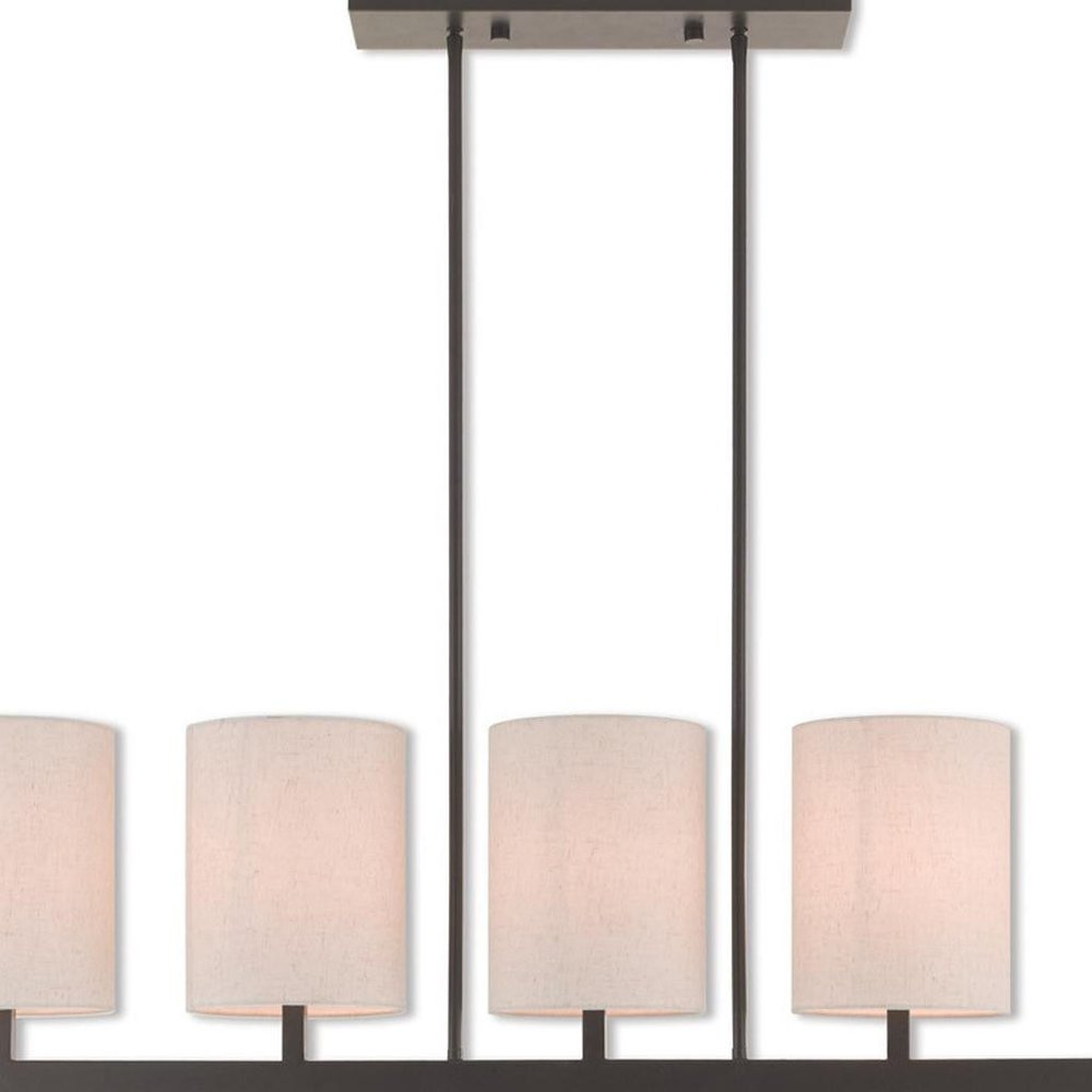 Bronze Five Light Metal Dimmable Chandelier With Shades