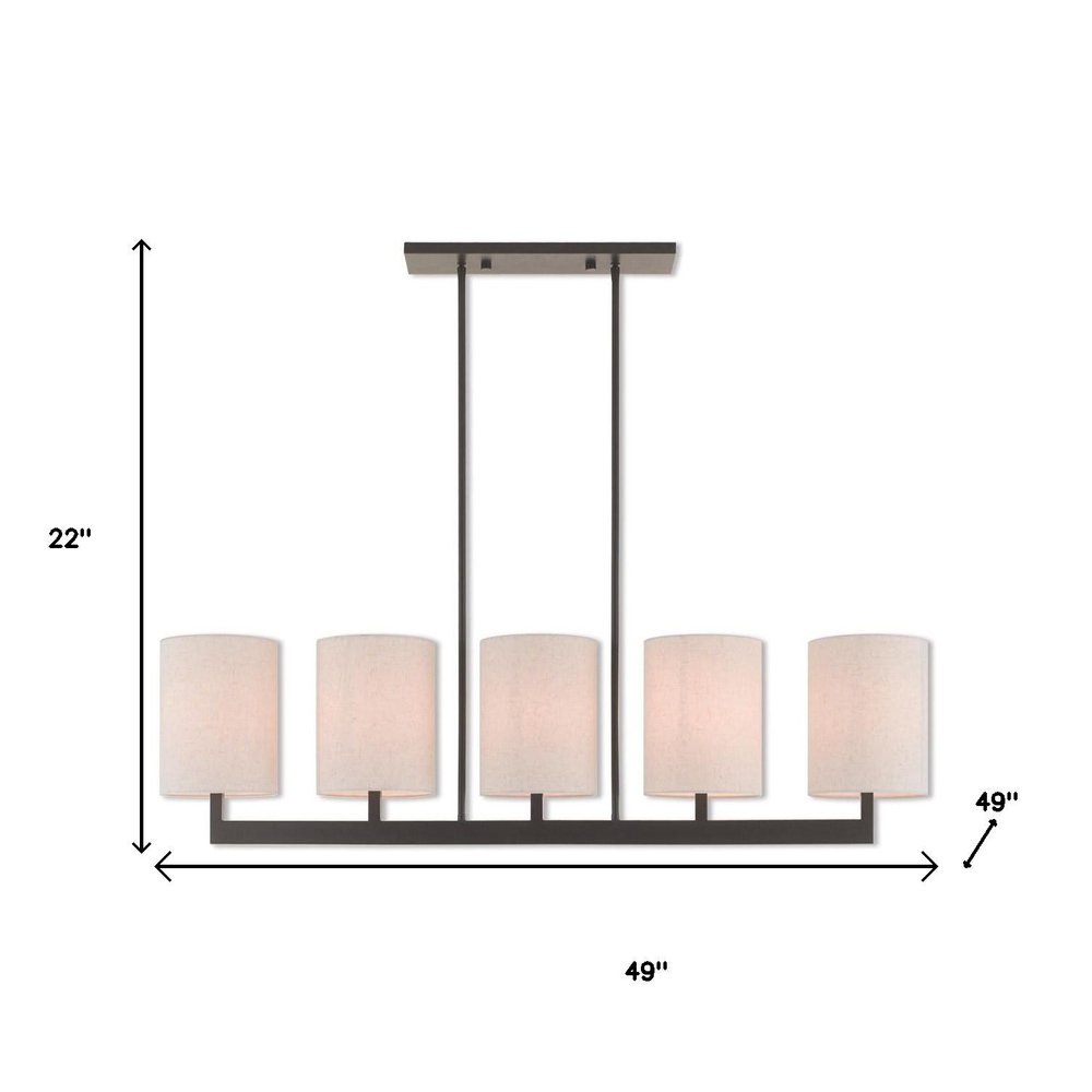 Bronze Five Light Metal Dimmable Chandelier With Shades