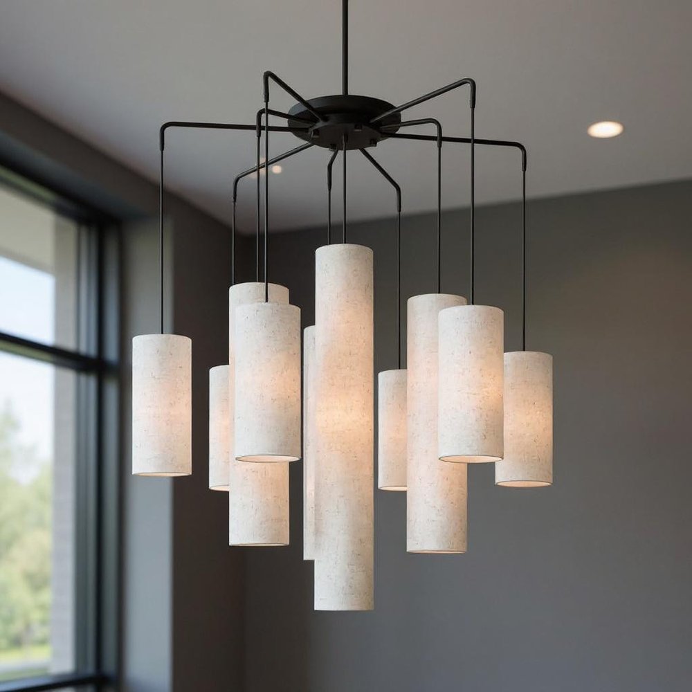 Bronze Multi Light Metal Dimmable Chandelier With Shades