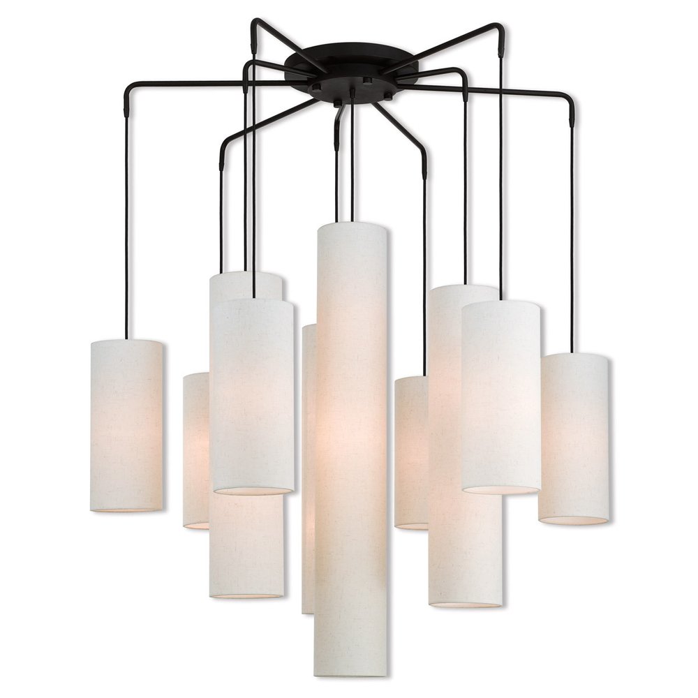 Bronze Multi Light Metal Dimmable Chandelier With Shades