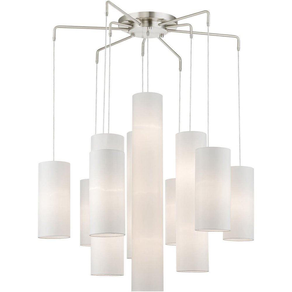 Nickel Multi Light Metal Dimmable Chandelier With Shades
