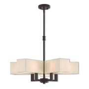 Bronze Five Light Dimmable Chandelier With Shades