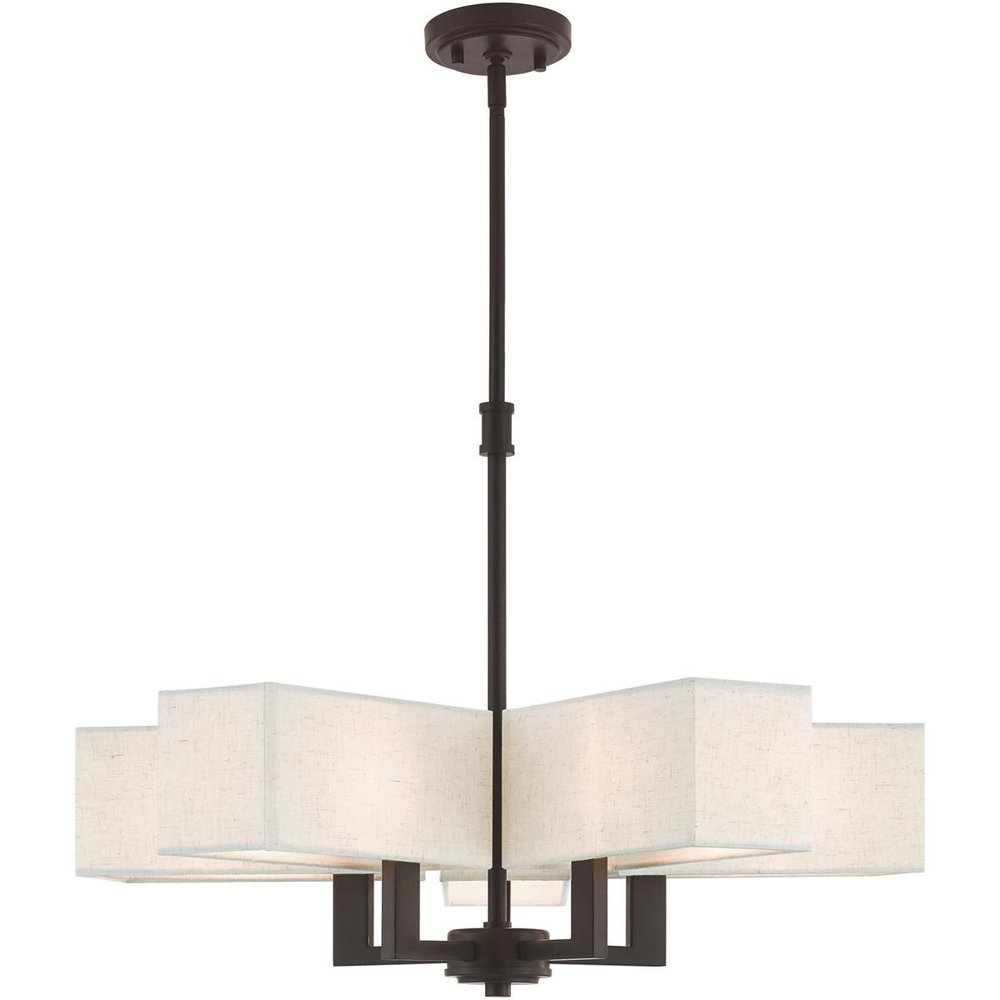 Bronze Five Light Dimmable Chandelier With Shades