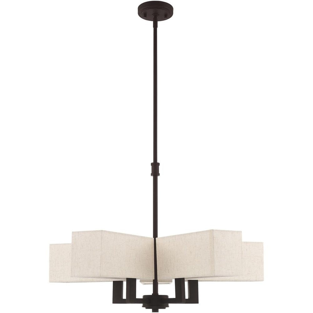 Bronze Five Light Metal Dimmable Chandelier With Shades