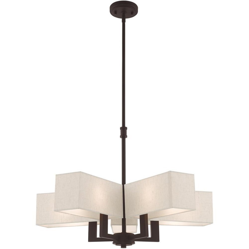 Bronze Five Light Metal Dimmable Chandelier With Shades