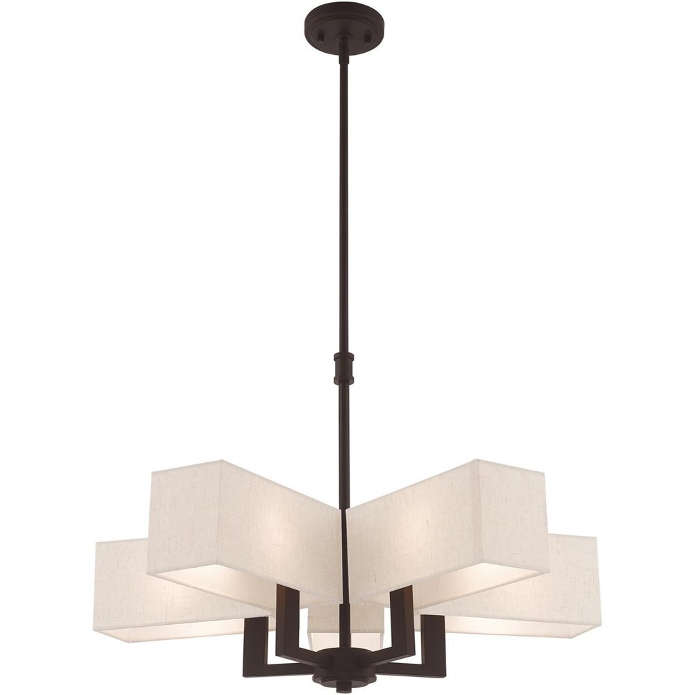 Bronze Five Light Metal Dimmable Chandelier With Shades