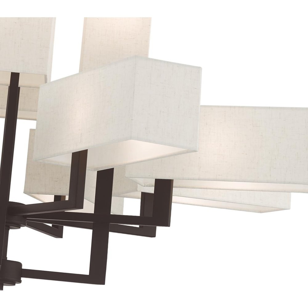 Bronze Twelve Light Metal Dimmable Chandelier With Shades