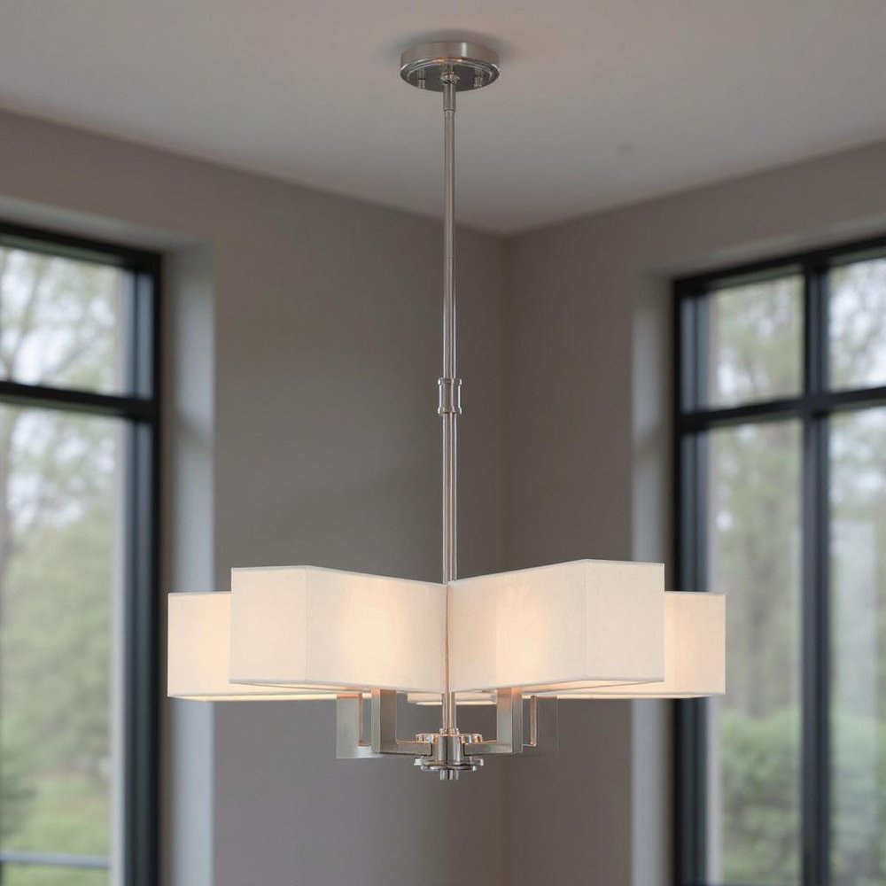 Five Light Dimmable Chandelier With Shades