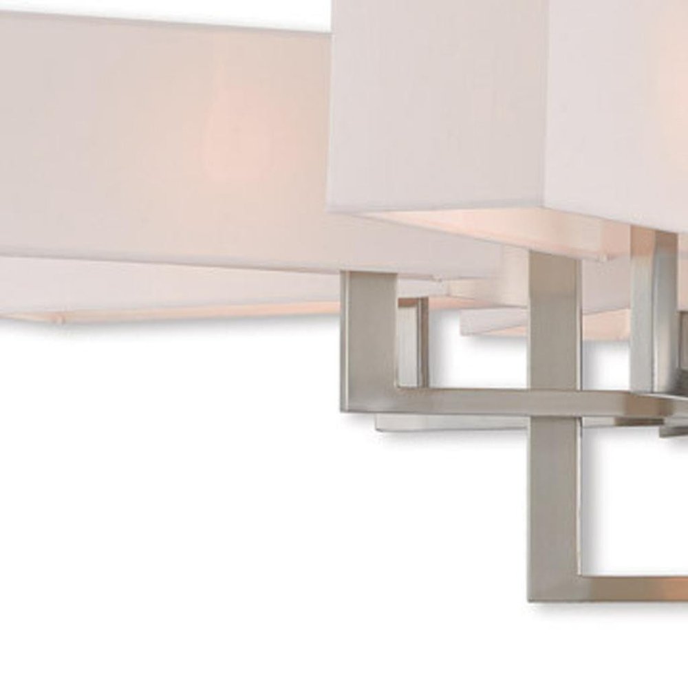 Nickel Twelve Light Metal Dimmable Chandelier With Shades
