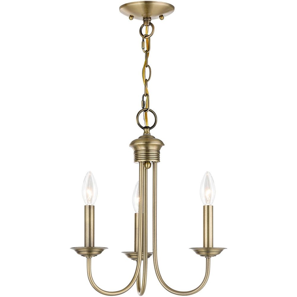 Antiqued Brass Three Light Metal Dimmable Chandelier With Shades