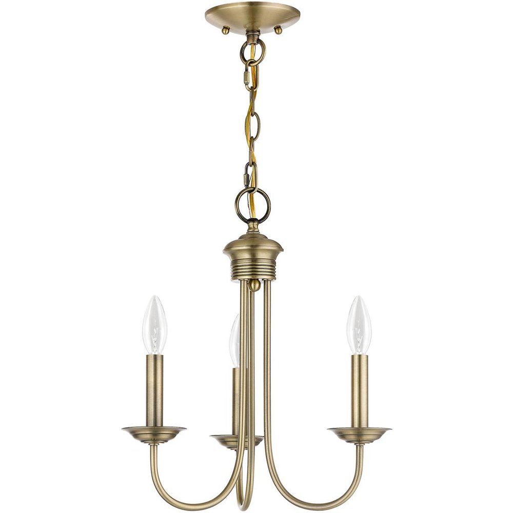 Antiqued Brass Three Light Metal Dimmable Chandelier With Shades