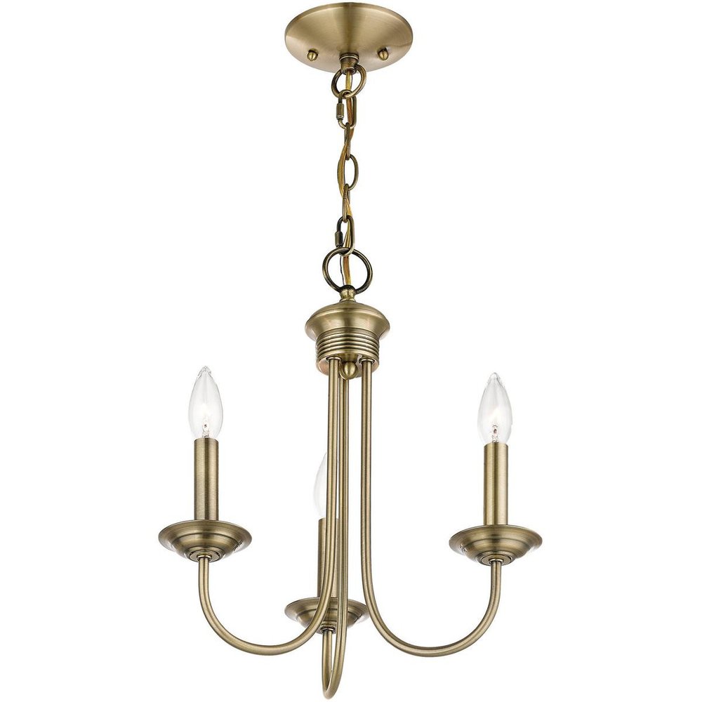 Antiqued Brass Three Light Metal Dimmable Chandelier With Shades