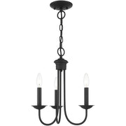 Black Three Light Metal Dimmable Chandelier With Shades