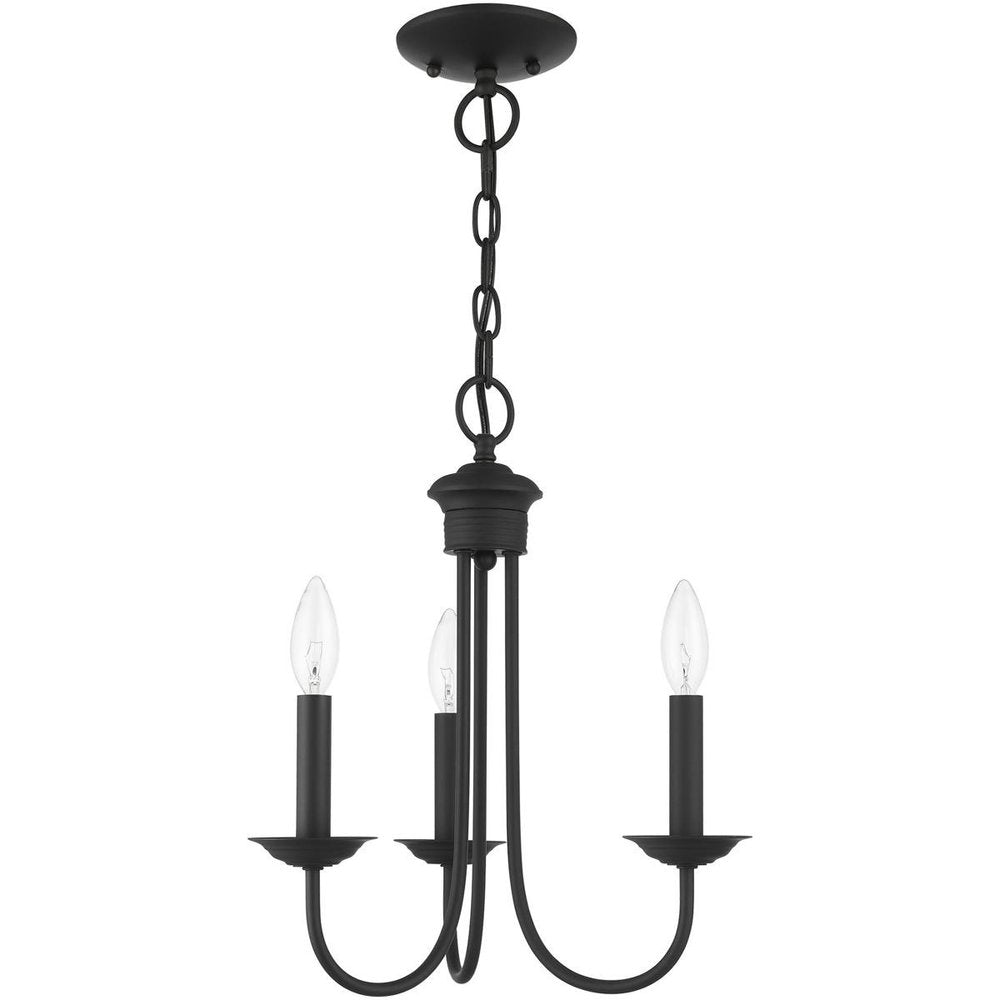 Black Three Light Metal Dimmable Chandelier With Shades